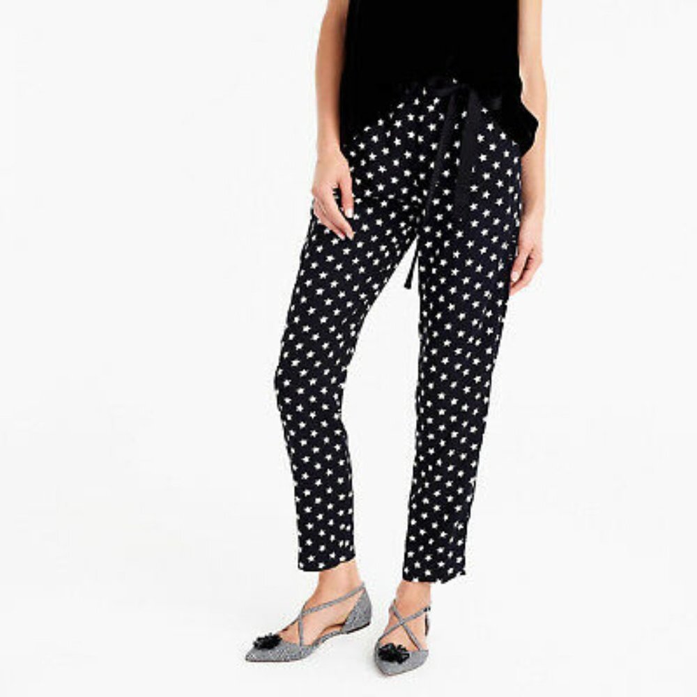 J. Crew Crepe Cropped Star Print Pants Sz 4